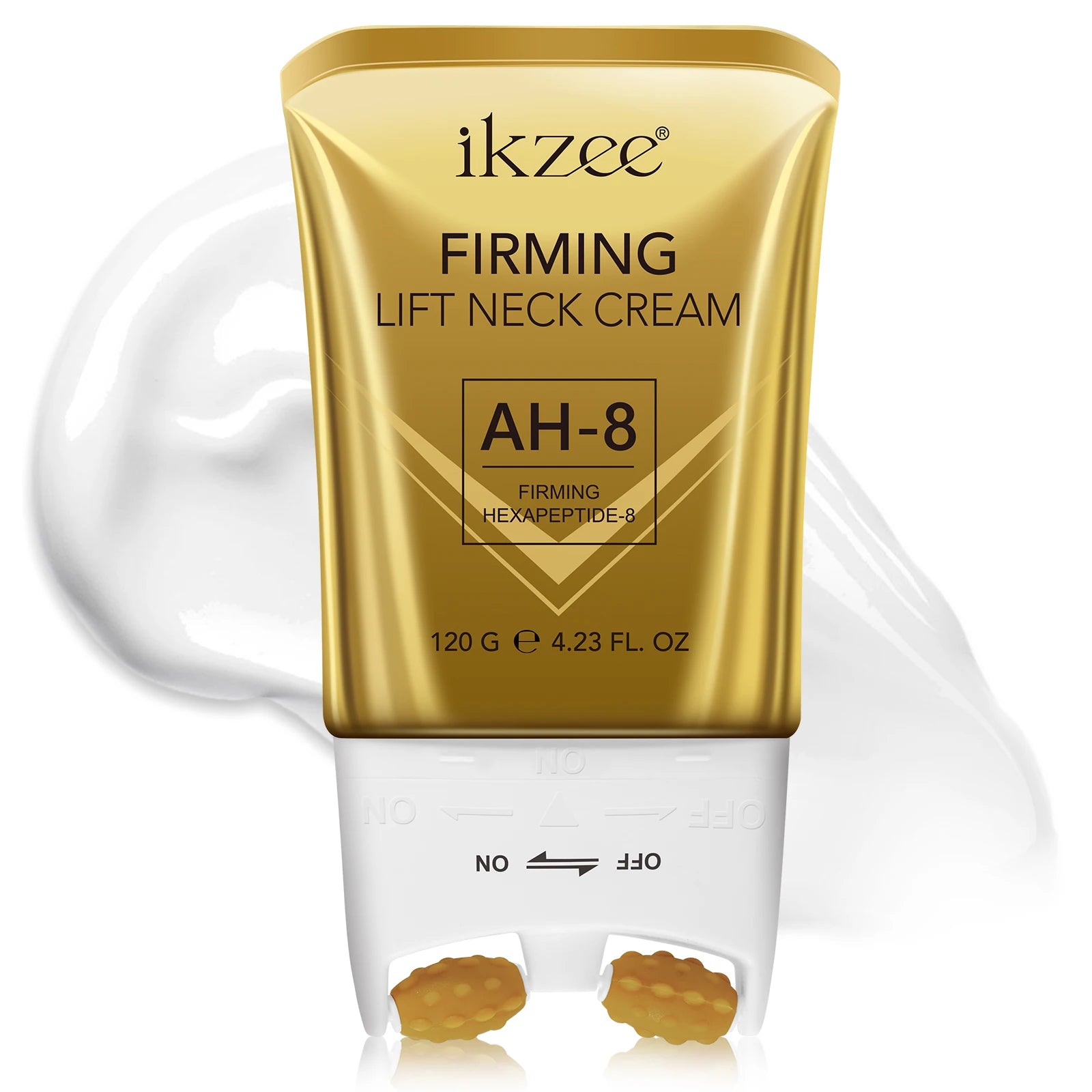 IKZEE 120G AH-8 Neck Tighten Lift Firming Cream Skin Repair Moisturizing Deep Hydration Smooth Skin Neck Firm Cream with Roller