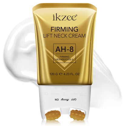 IKZEE 120G AH-8 Neck Tighten Lift Firming Cream Skin Repair Moisturizing Deep Hydration Smooth Skin Neck Firm Cream with Roller