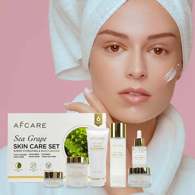 Korean Products Made in Korea Skin Care Set Cruelty-Free Moisturizer Firming and Tea Tree & Sea Grapes Skin Care Brightening Set