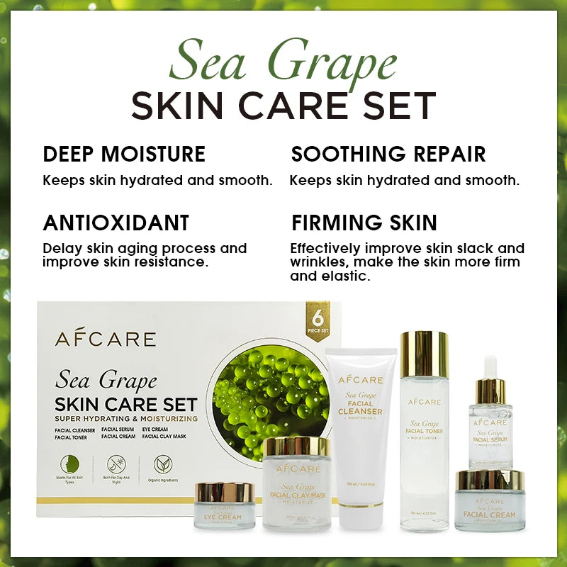 Korean Products Made in Korea Skin Care Set Cruelty-Free Moisturizer Firming and Tea Tree & Sea Grapes Skin Care Brightening Set